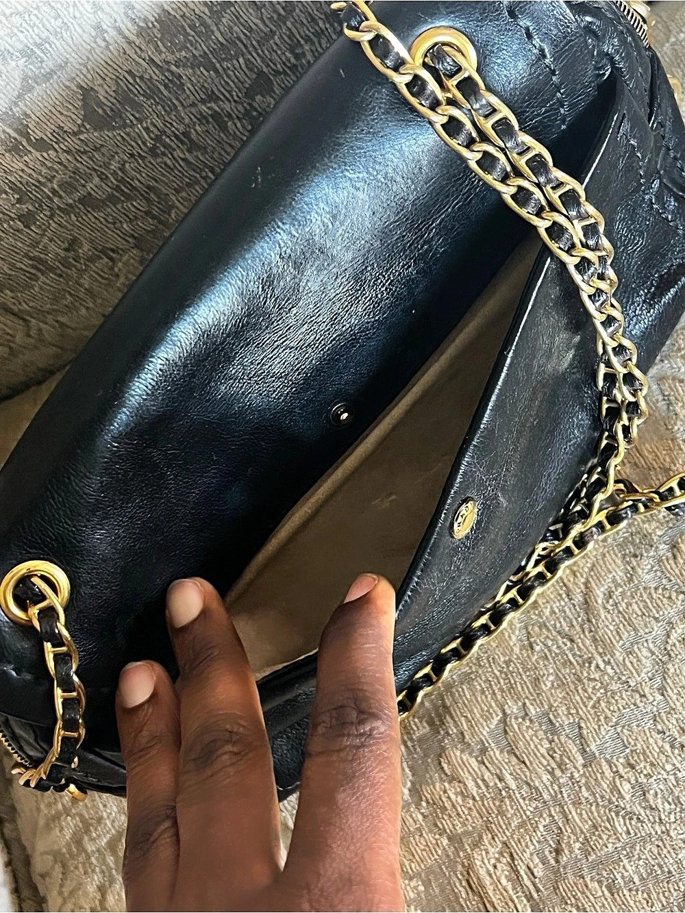 Prada Glace Calf Pushlock Chain Shoulder Bag Black - Picture 9 of 16